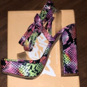 Perspex Lace Up Block Heels